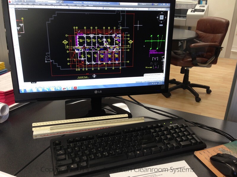 PC Screen with cleanroom CAD drawing