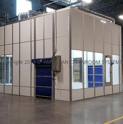 inside ISO7 modular cleanroom, hands free sink