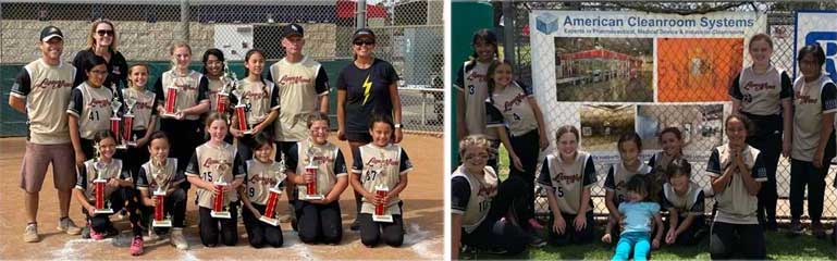 10-year old softball players with trophies