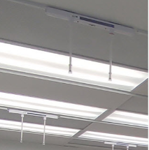 interior of cleanroom, clean room ceiling, deionizer modules mounted to cleanroom ceiling