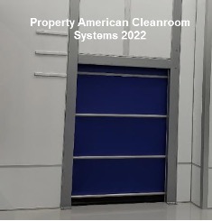 blue cleanroom motorized roll up door, interior ISO7 modular cleanroom