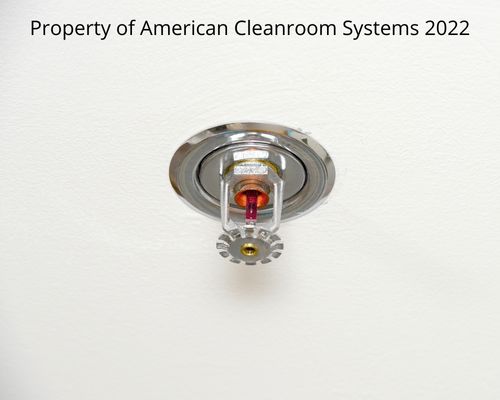 cleanroom ceiling, conventional exposed head fire sprinkler