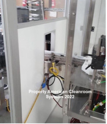 conveyor opening in cleanroom wall, conveyor