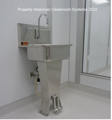 stainless steel cleanroom sink, hands free pedal operated