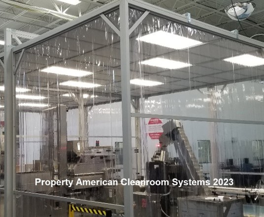 Softwall cleanroom, clear vinyl curtain walls, aluminum frame