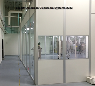 melamine cleanroom walls, cleanroom windows, exterior of ISO-7 cleanroom