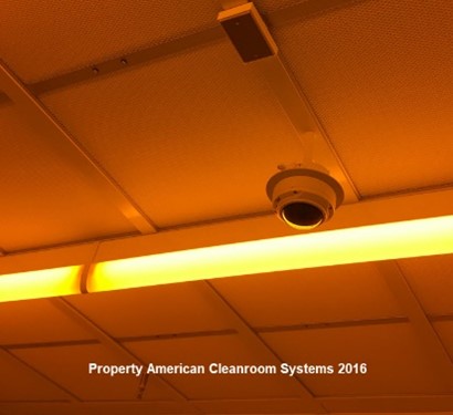 teardrop cleanroom light fixture, amber light