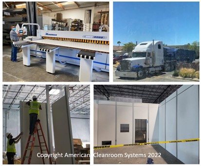 cleanroom manufacturing, truck with cleanroom material, cleanroom install