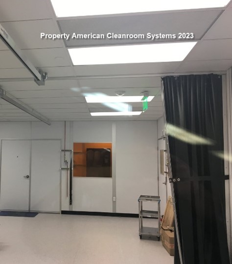 black cleanroom curtain, class 1000 cleanroom interior, roller track mounting