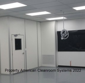 ISO-7 cleanroom, black cleanroom curtain over window