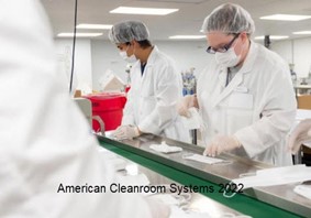 operational cleanroom, interior of cleanroom, people working in cleanroom