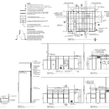 cleanroom shop drawing, plan view, section view