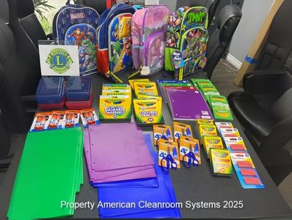 Laguna Niguel Lions Club receives school materials from American Cleanrooms 