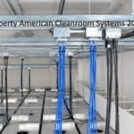 cleanroom 8 ft high plenum, full of HEPA fan filter units, control cables