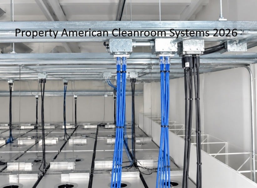 cleanroom 8 ft high plenum, full of HEPA fan filter units, control cables